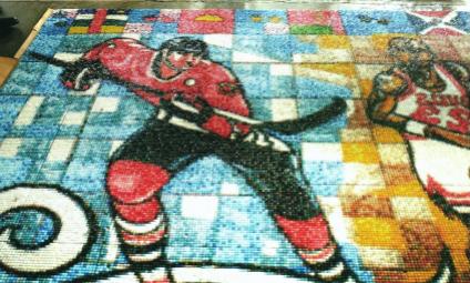 Hockey player mosaics by Francisco Mendoza