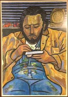 A painting portrait of the artist Salvador Vega